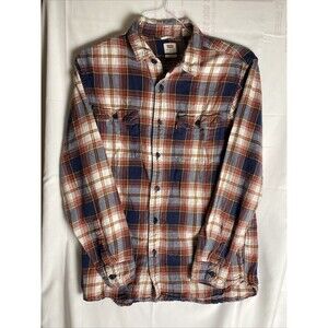 Levi's Flannel Shirt Men's Size M Long Sleeved Red Blue Yellow Plaid Western
